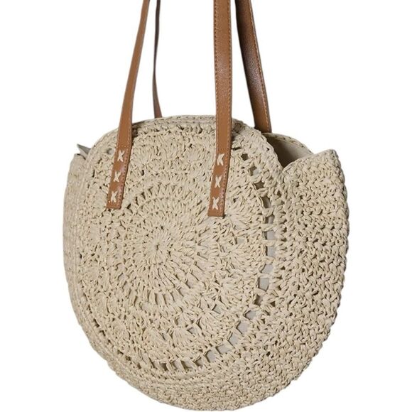 Cream Straw ShoulderTote Bag - Picture 7 of 8